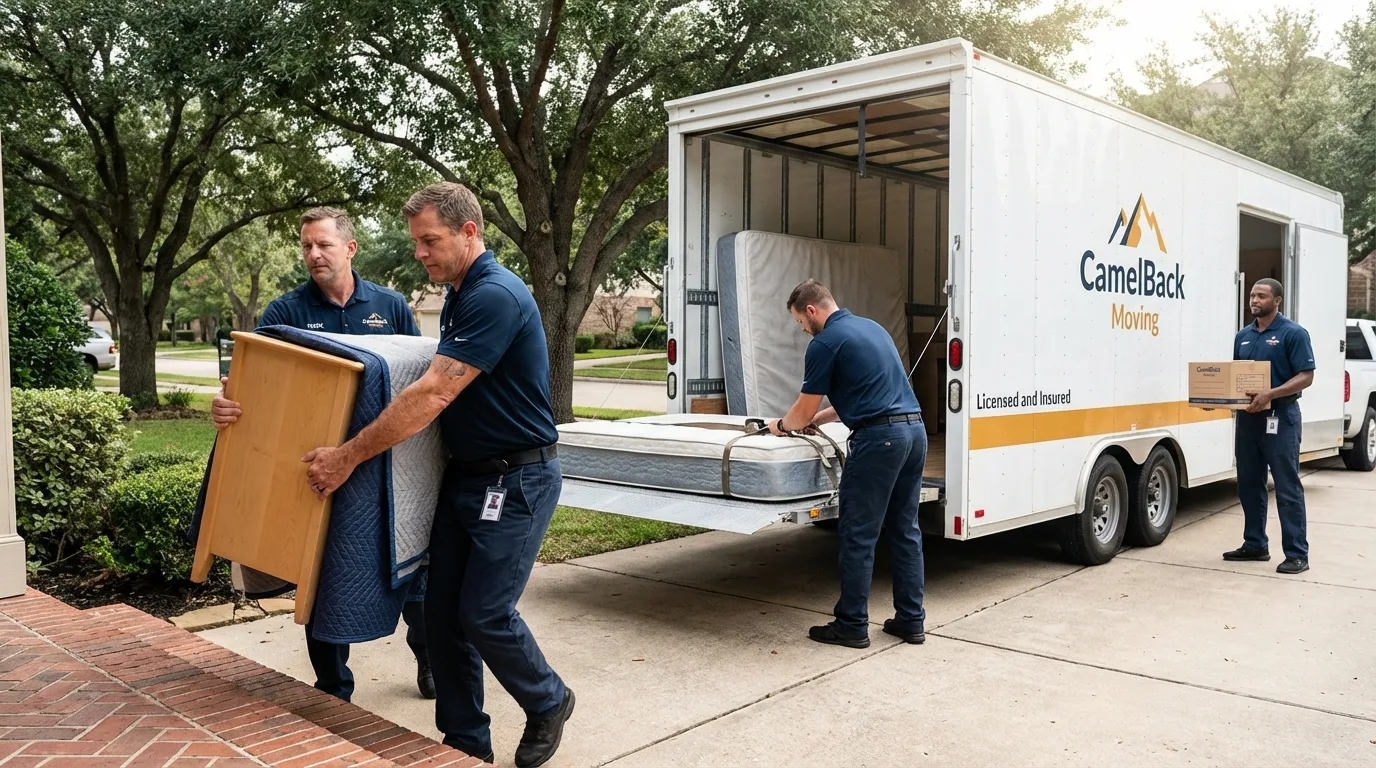 Crew loading residential truck for cross-state move from Grosse Pointe, MI